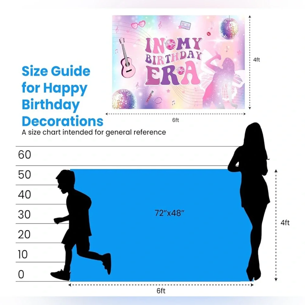 NWT In My Birthday Era Backdrop 6x4ft Music Theme Party Decoration
